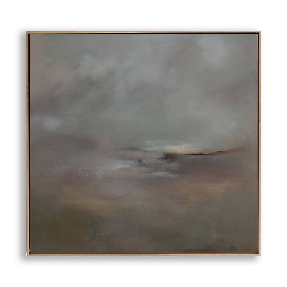 In the Distance, Blue Skies, Oil on Canvas, 36 X 36